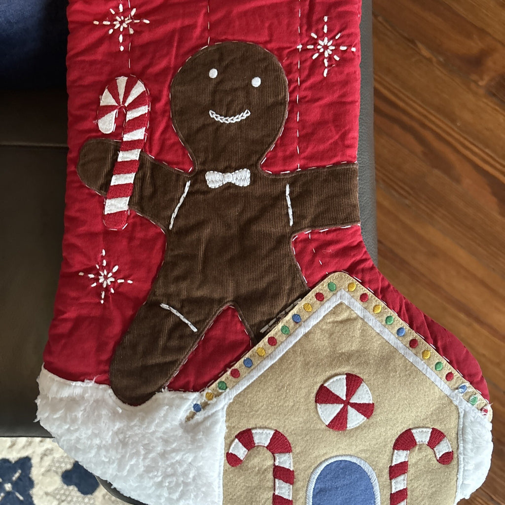 Pottery Barn Holiday Christmas stocking Gingerbread Candy Cane gift Plaid kid