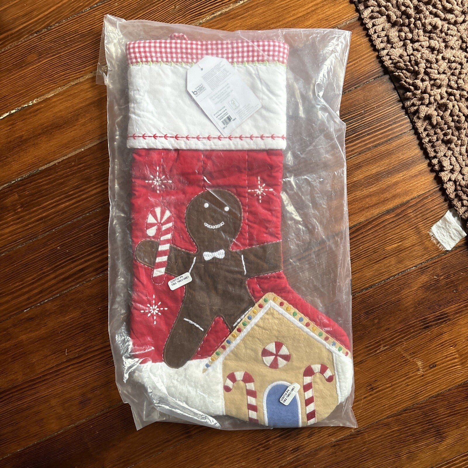 Pottery Barn Holiday Christmas stocking Gingerbread Candy Cane gift Plaid kid