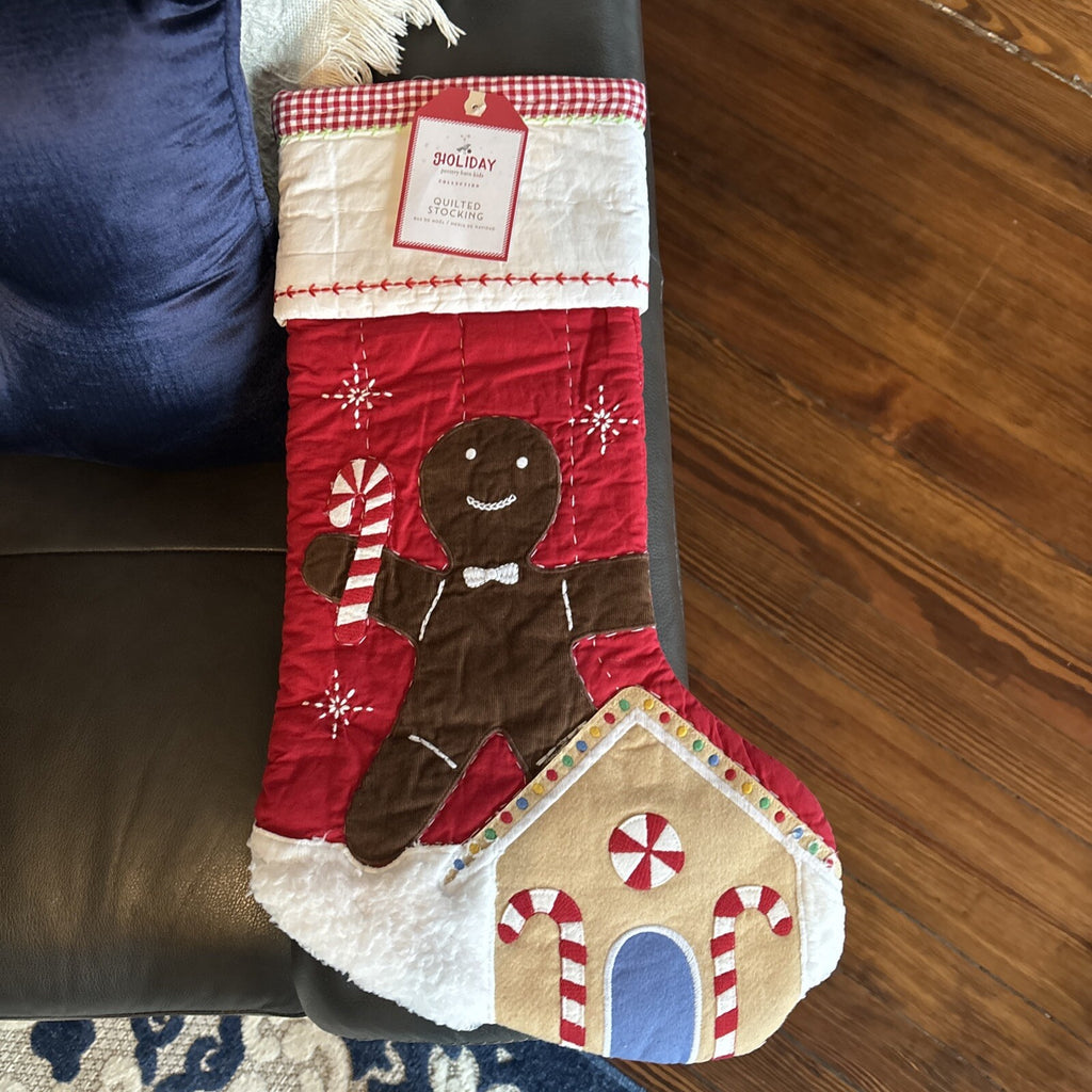 Pottery Barn Holiday Christmas stocking Gingerbread Candy Cane gift Plaid kid