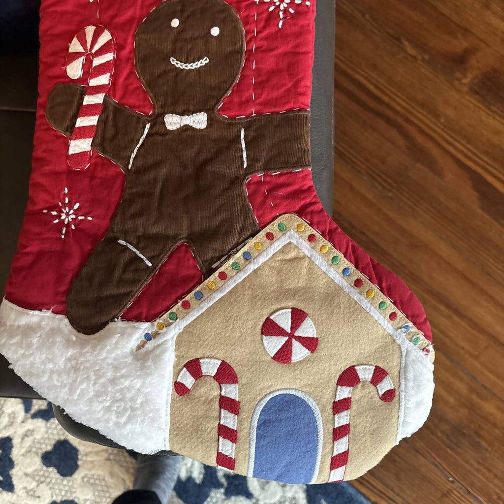 Pottery Barn Holiday Christmas stocking Gingerbread Candy Cane gift Plaid kid