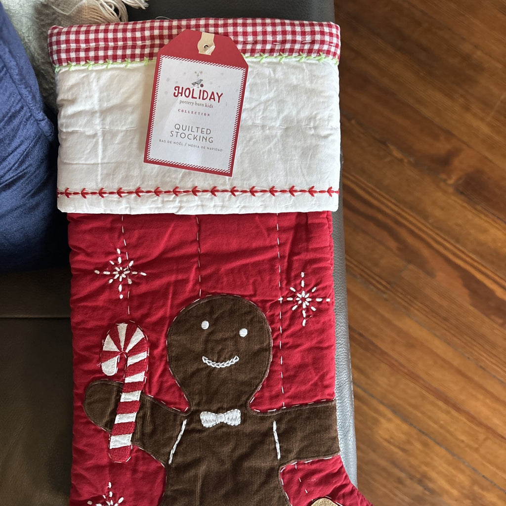 Pottery Barn Holiday Christmas stocking Gingerbread Candy Cane gift Plaid kid