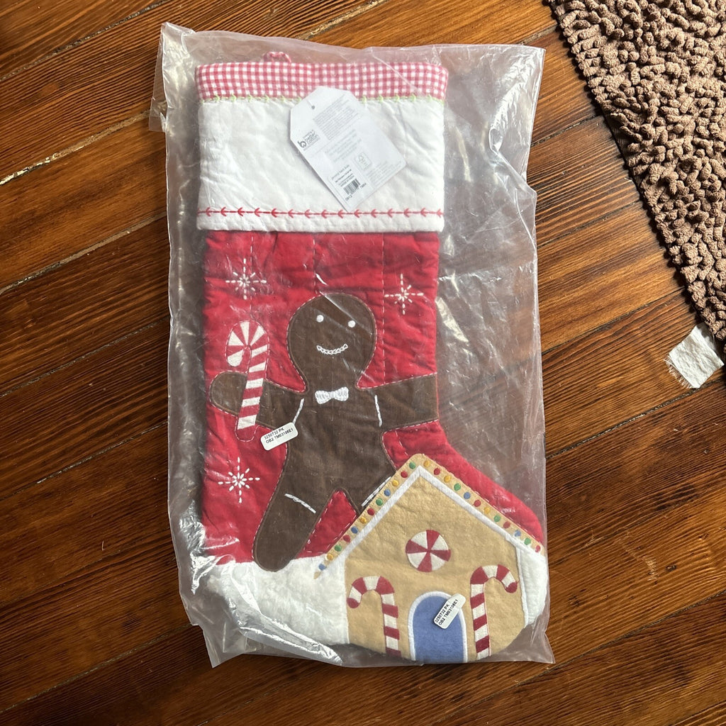 Pottery Barn Holiday Christmas stocking Gingerbread Candy Cane gift Plaid kid