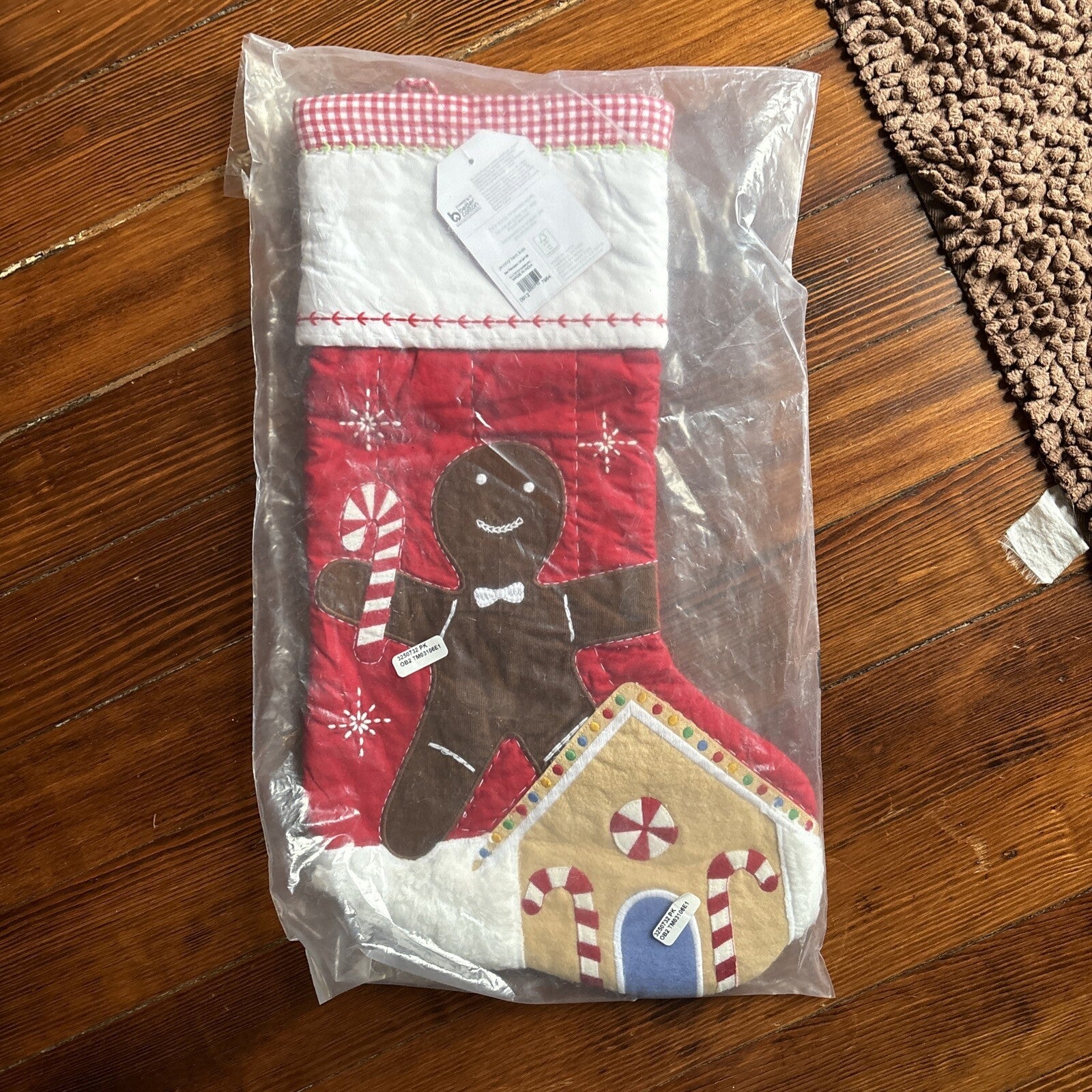 Pottery Barn Holiday Christmas stocking Gingerbread Candy Cane gift Plaid kid