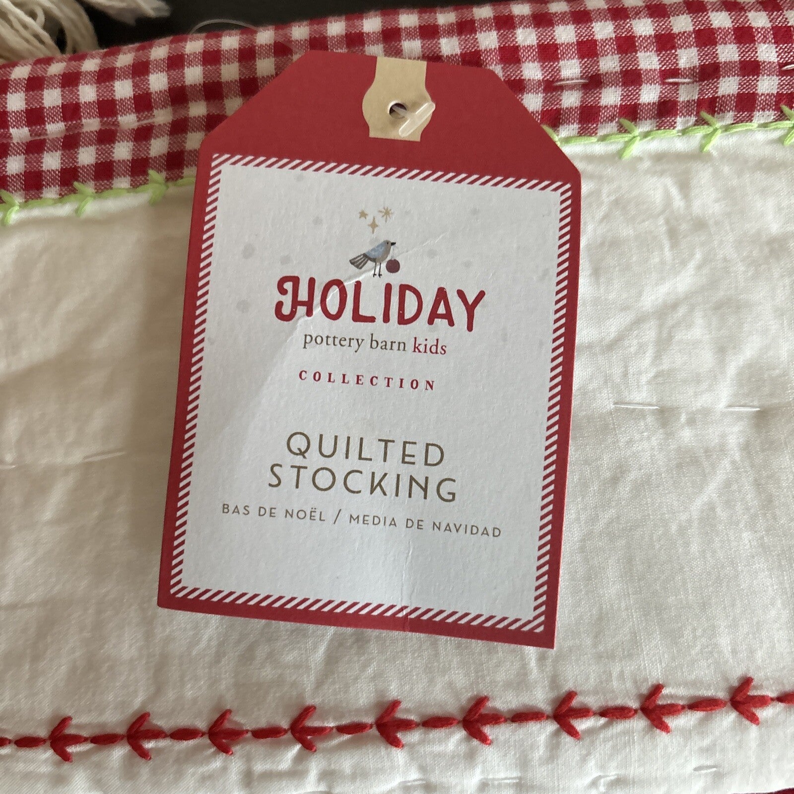 Pottery Barn Holiday Christmas stocking Gingerbread Candy Cane gift Plaid kid