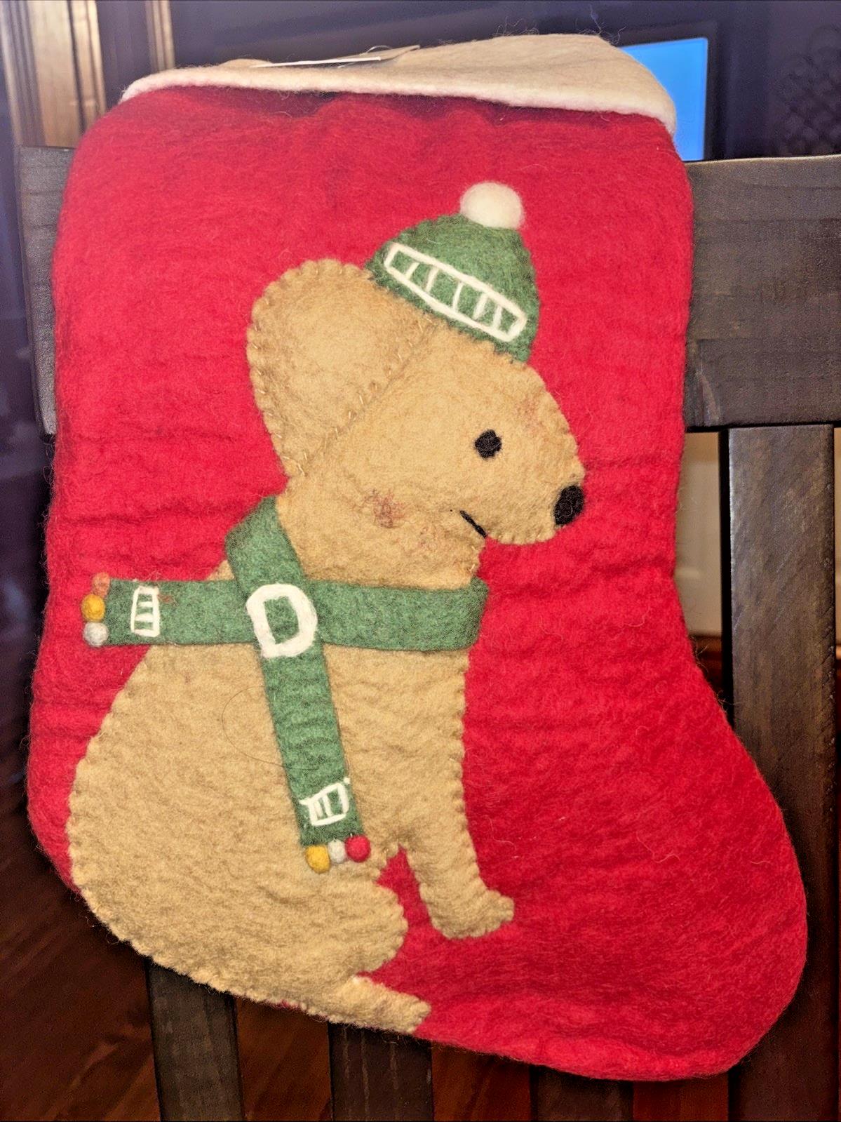 Pottery Barn Holiday Christmas stocking dog gift party pet WEst Elm felt puppy
