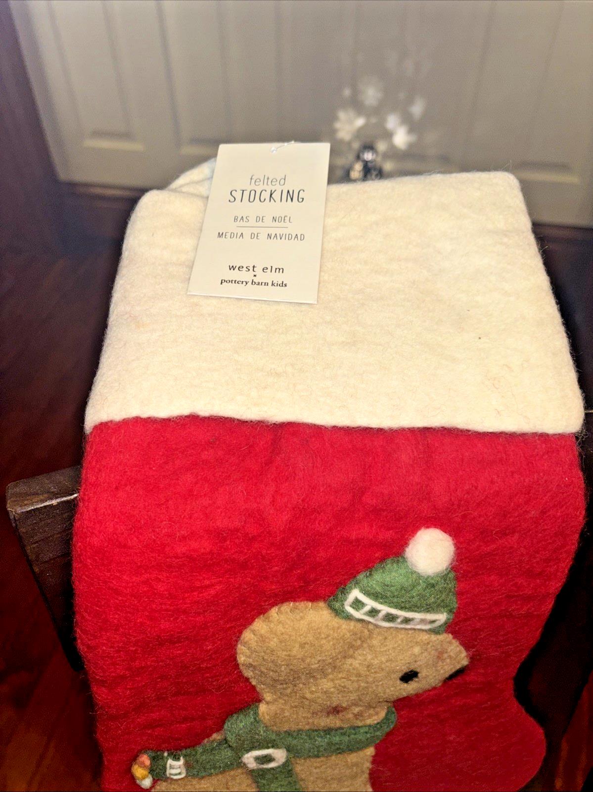 Pottery Barn Holiday Christmas stocking dog gift party pet WEst Elm felt puppy